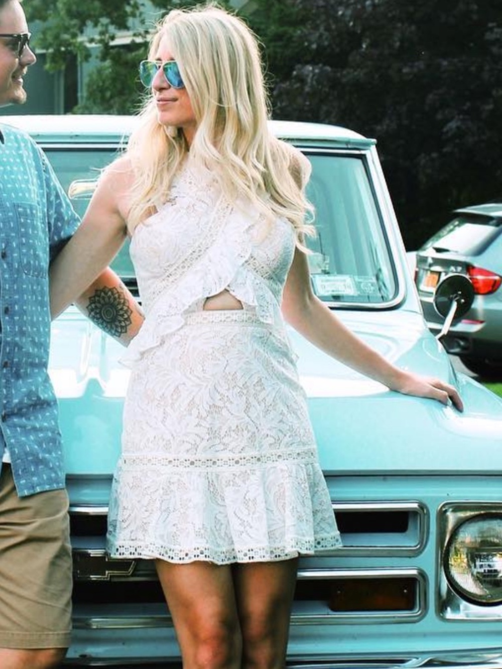 BCBGMaxazria White Eyelet Wedding Party Dress